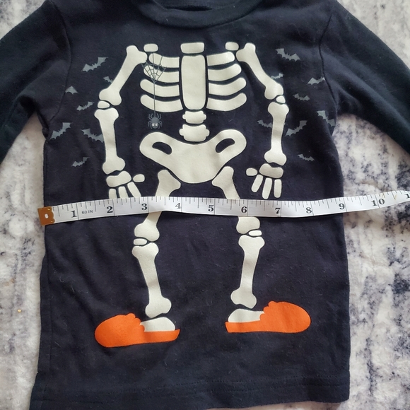 Carter's toddler Skeleton Shirt Size 18m black long sleeve crew tee Halloween - Picture 4 of 6